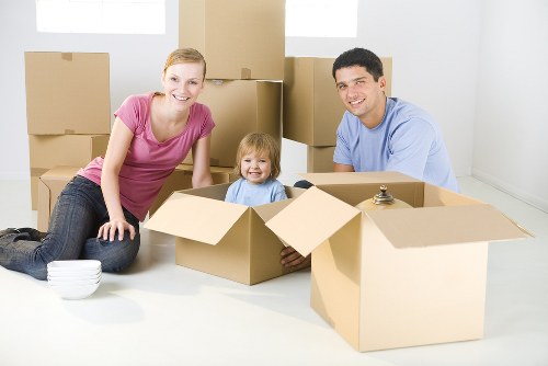 Office removals planning in Clapham with moving boxes and desks