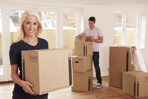 Professional movers handling a staircase move in Clapham