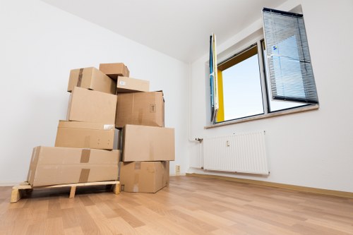 Commercial relocation scene in Clapham showing office transport preparation