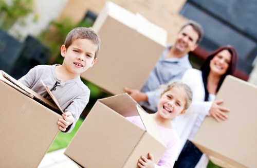 Packed household boxes ready for a Clapham house move