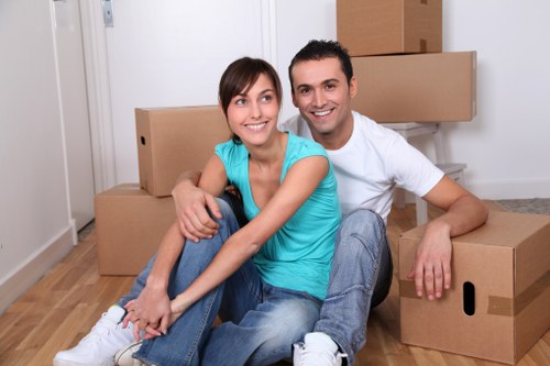 Packed boxes ready for a house move in Clapham