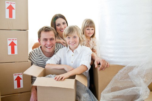 Residential moving truck service on a Clapham street