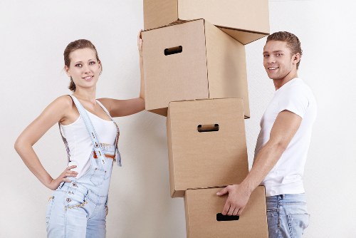 Packed student boxes ready for moving in Clapham
