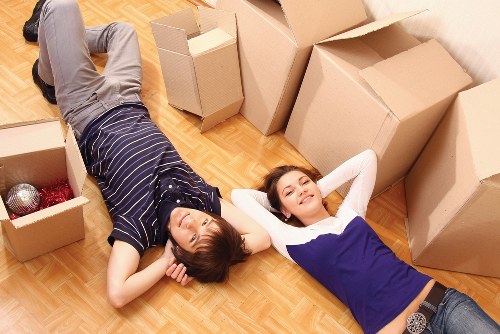 A commercial moving team handling office items in South London